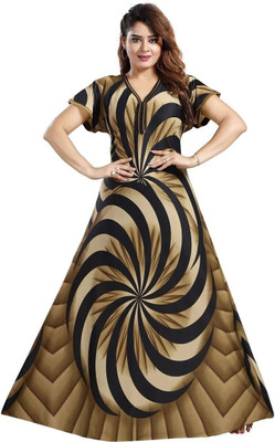 HouseOfCommon Women Nighty(Beige, Black)