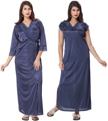 PHALIN Women Nighty with Robe(Grey)