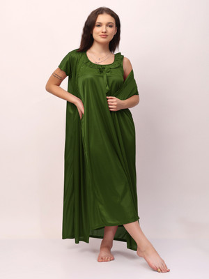 Punchi Women Nighty with Robe(Green)