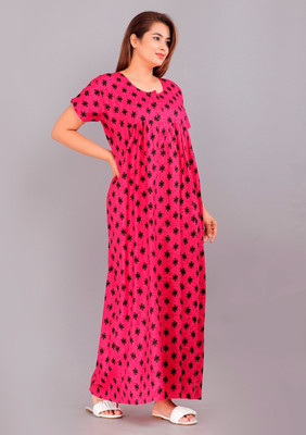 AakarShana Women Nighty(Pink)