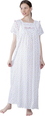 Aradhya Creations Women Nighty(White)