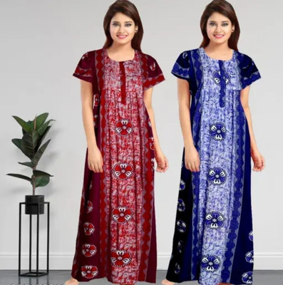 AAKARSHANA CREATION Women Nighty(Blue, Maroon)