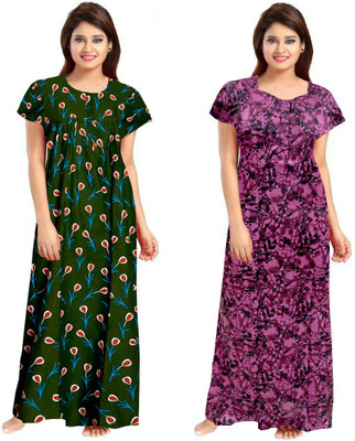 Vatatmaj Creations Women Nighty(Multicolor)