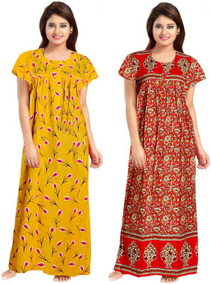 Vatatmaj Creations Women Nighty(Yellow)