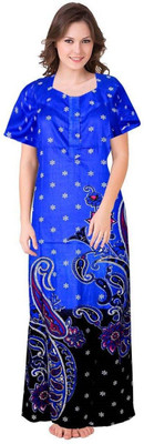 Homezilla Women Nighty(Blue, Black)