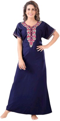 HELLO PARTNER Women Nighty(Dark Blue)