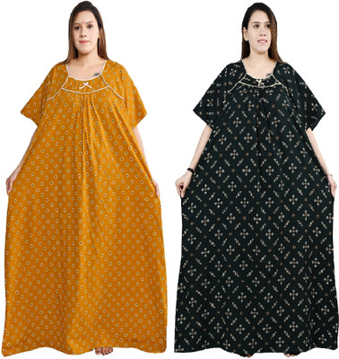 Bindass female collection Women Nighty(Yellow, Black)