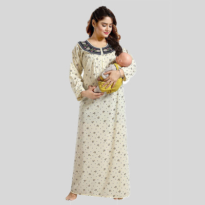 Gutthi Women Maternity/Nursing Nighty(Yellow)
