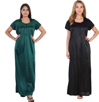 SS Collection Women Nighty Set(Black, Green)