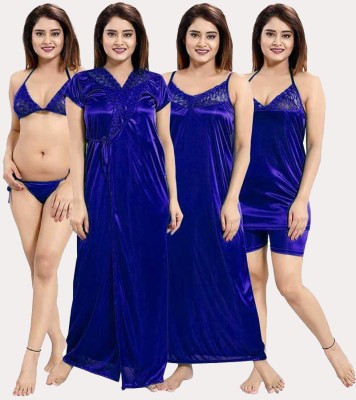 Amyence Women Nighty Set(Blue)