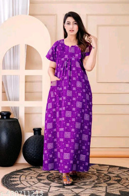 Trendy Fab Women Nighty(Purple)