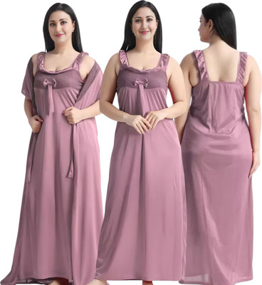 SHARSTI Women Nighty with Robe(Purple)