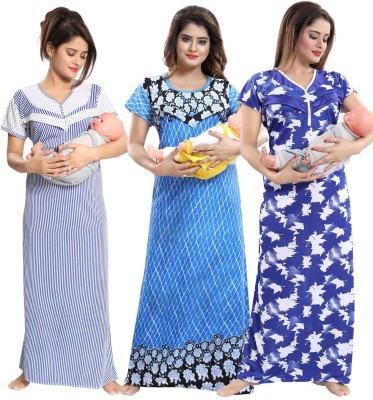 Fabme Women Maternity/Nursing Nighty(Multicolor)