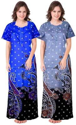 SINDHU ENTERPRISES Women Nighty(Blue)