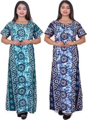 Neepy Women Nighty(Green, Blue)