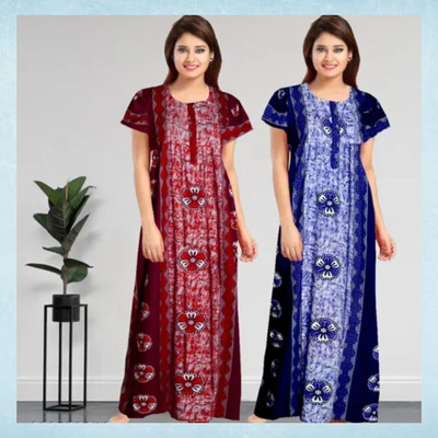 DreamBe Women Nighty(Black, Maroon)