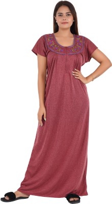 ANGLINA Women Nighty(Maroon)