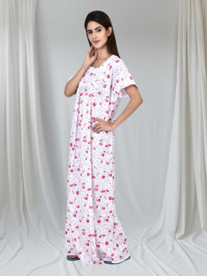 LDHSATI Women Nighty Set(White)