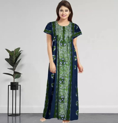 Homezilla Women Nighty(Green)