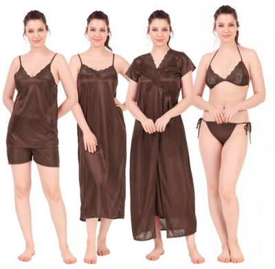 flimsy Women Nighty Set(Brown)