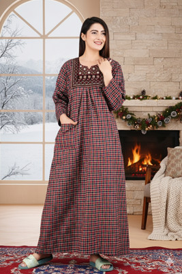 ANANT CREATION Women Nightdress(Red)