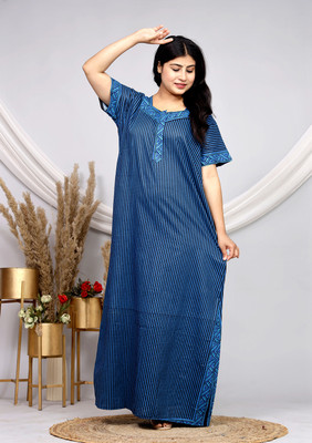 MF CREATION Women Nighty(Blue)