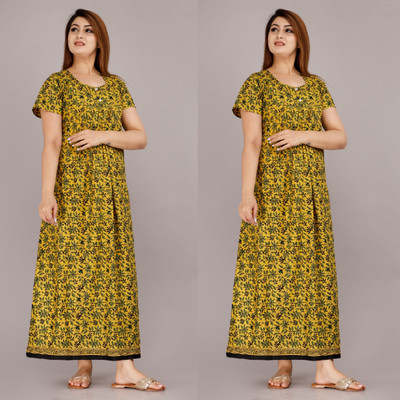 LA fashion Women Nighty(Green, Green)