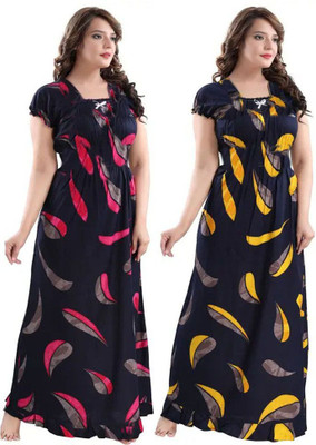 Saviaara Women Nighty(Multicolor)