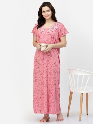 BINDAAS BEGUM Women Nighty(Pink)