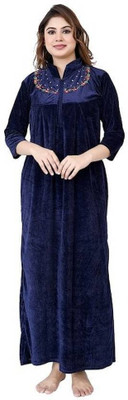 Bombshell Women Nighty with Robe(Dark Blue)