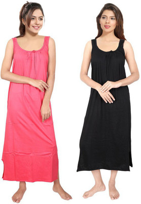 IIMPAHLA Women Nighty(Pink, Black)