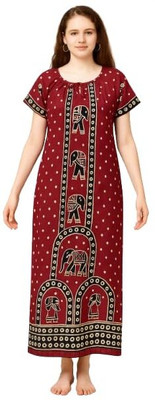 MAYNA TEXTILES Women Nighty(Brown)