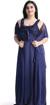 A K FASHION Women Nighty(Blue)