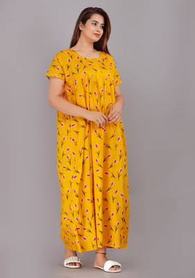 NEXT FASHION HUB Women Nighty(Yellow)
