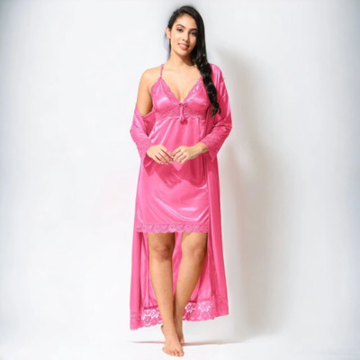 SIAMI Women Nighty Set(Pink)