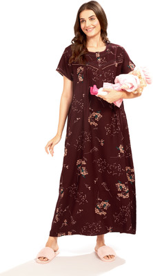 AV2 Women Maternity/Nursing Nighty(Brown)