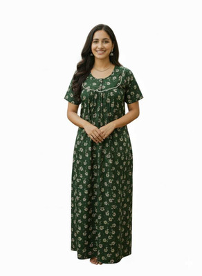 cuiteshop Women Nighty(Dark Green)