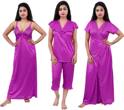mysie Women Nighty Set(Purple)