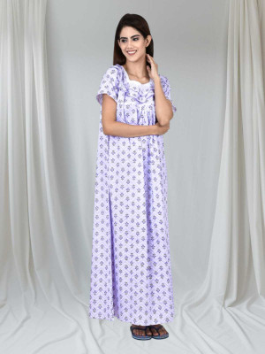 LDHSATI Women Nighty Set(White, Blue)