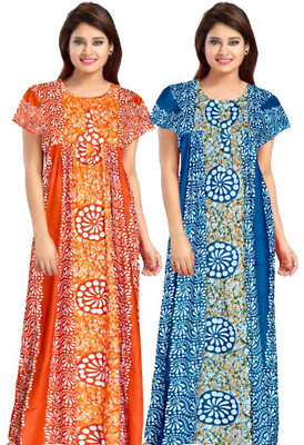 AAKARSHANA CREATION Women Maternity/Nursing Nighty(Red, Blue)