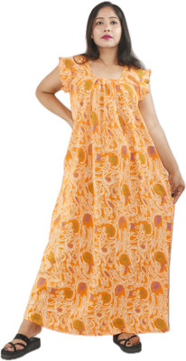 BDROX Women Nighty(Yellow)