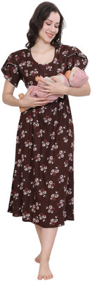 Ms.Lingies Women Maternity/Nursing Nighty(Brown)