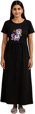 Juana Women Maternity/Nursing Nighty(Black)