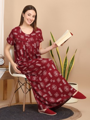 SWEET DREAMS Women Nighty(Maroon)