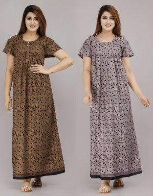 Harvik International Women Nighty Set(Brown, Purple)