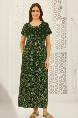 Shaneka Women Nighty(Dark Green)
