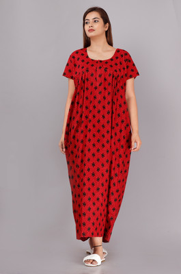 RR CREATION Women Nighty(Red)