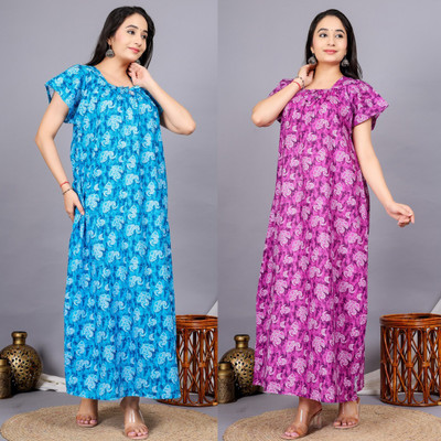 creation sarthak Women Nighty(Multicolor)