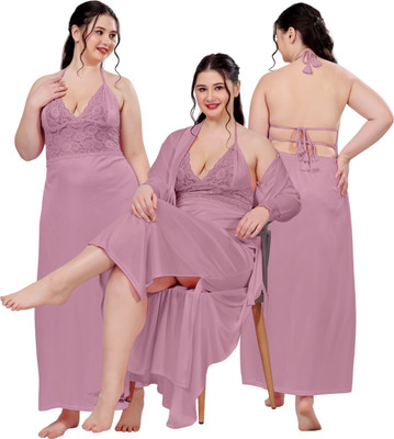ANNA TEXTILES Women Nighty(Pink)