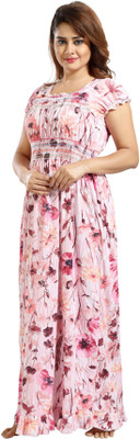 SHOPPING STATION Women Nighty(Pink)